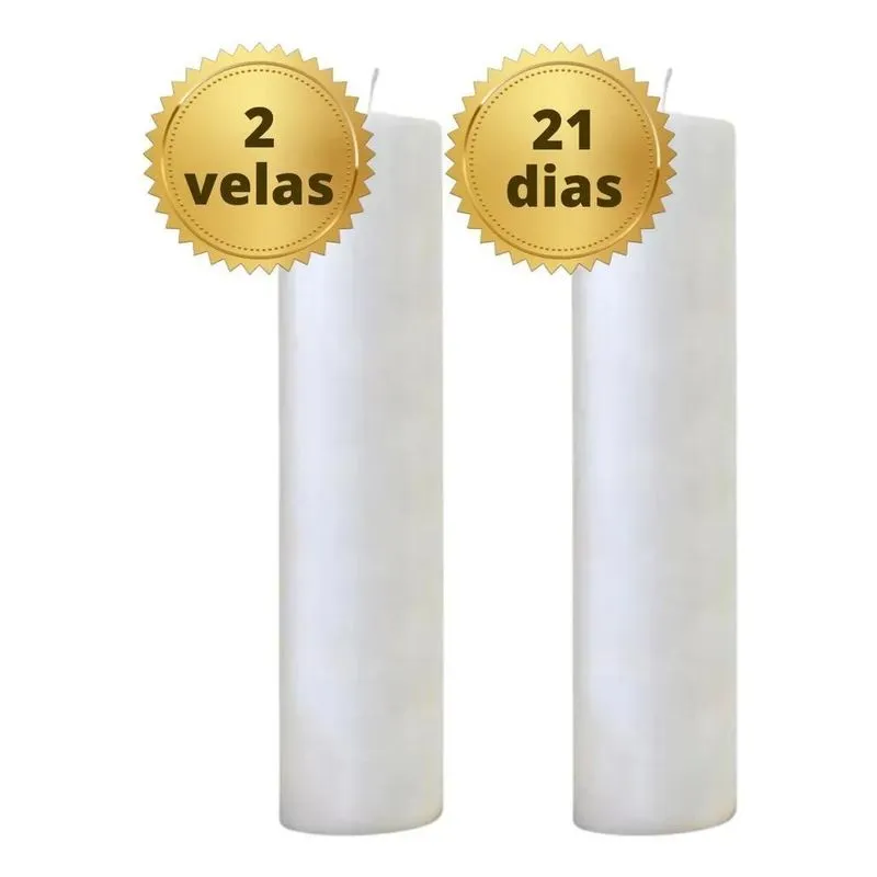 Vela 21 Dias Branca Barato 100% Parafina 2 Unidade