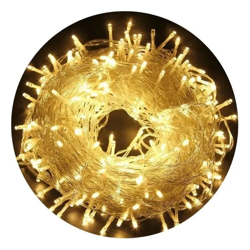 Cordão 500 Leds 8 Funções 50 Metros Prova D'Água Amarelo 110