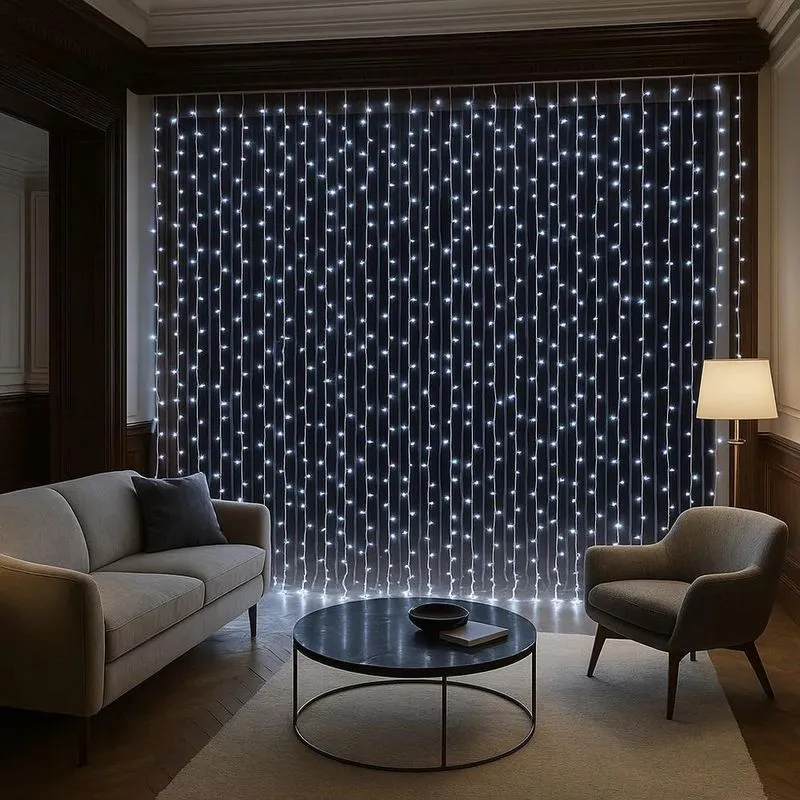 Cortina 500 Leds Branco Frio Fixa Ou Pisca 4x2 8 Funções 220