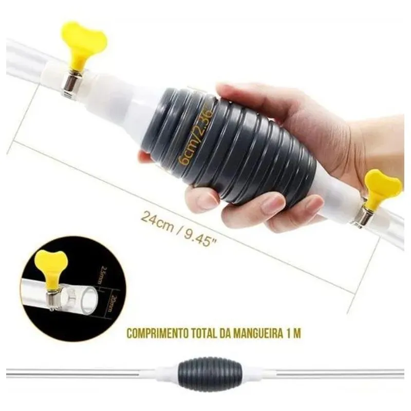 2x Bomba De Sucção Manual 4 Peças Com Mangueira + Borboleta