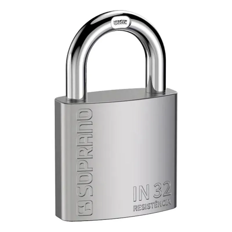10x Cadeado Aço Inox Escovado Alta Segurança 32mm Soprano I