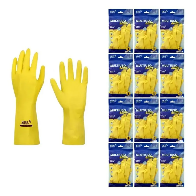 Kit 12 Luva Látex Impermeável Limpeza Multiuso Do Azul - M