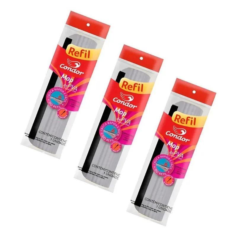 Kit 3 Refis Rodo Esfregão Espuma De Pva Mágico Condor Cor Ci