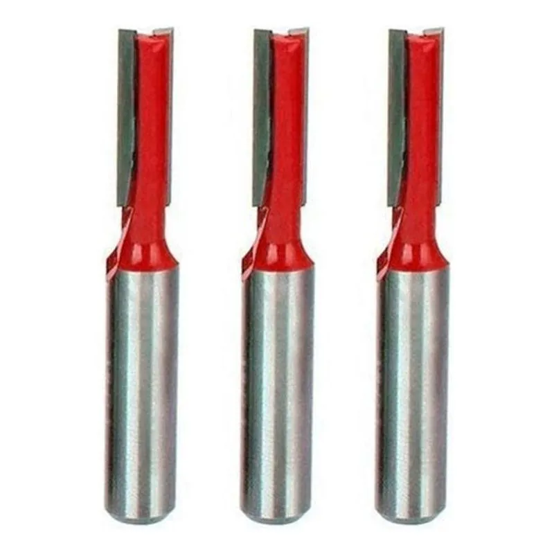 Kit 3 Fresas Retas 8mm Haste 6mm Corte Duplo Madeira Tupia