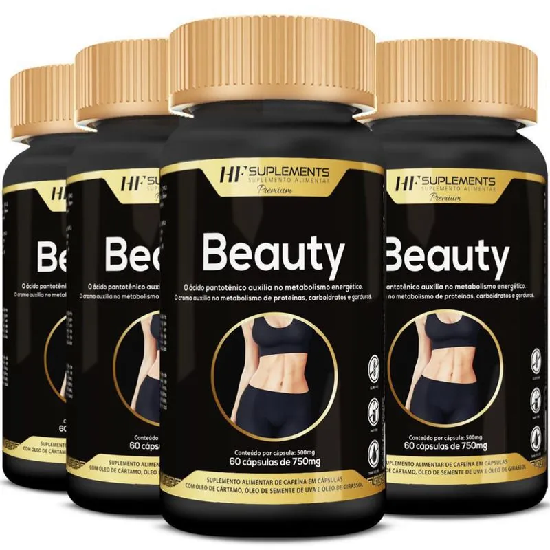 Kit 4X Beauty Cartamo Uva E Girassol 750Mg 60Caps