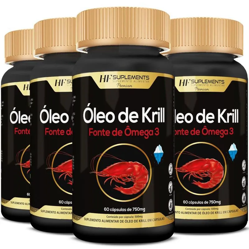 Óleo De Krill 60caps 750mg Fonte Ômega 3 Hf Suplements