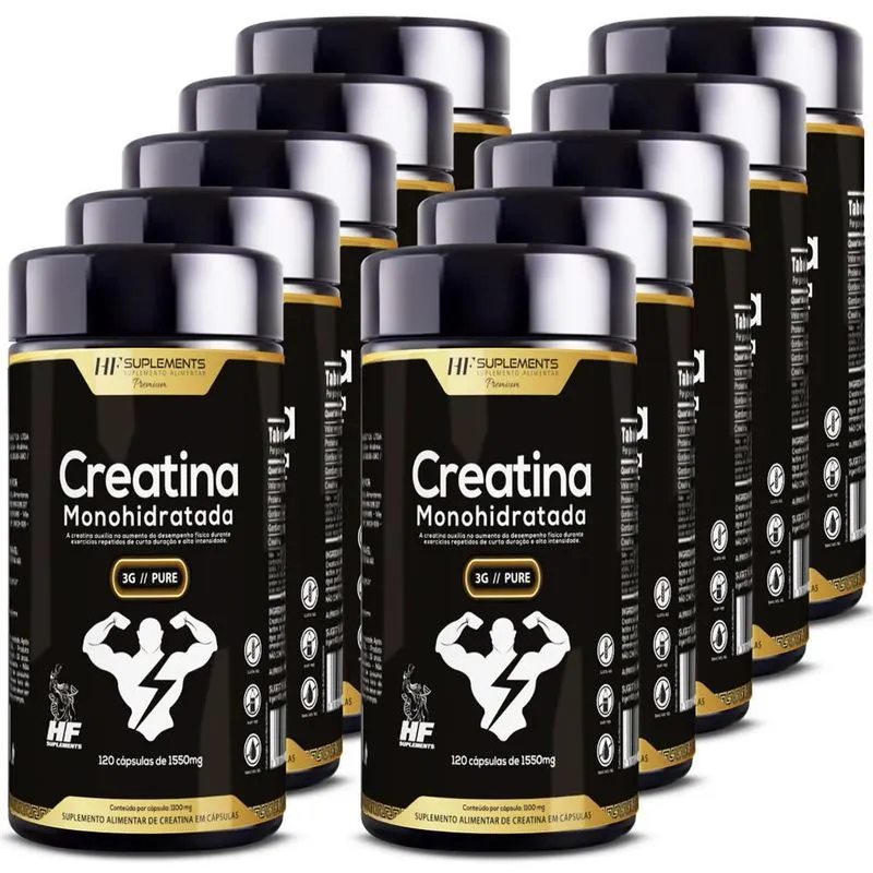 10x Creatina Monohidrata 3g Pure 120caps 1550mg Atacado