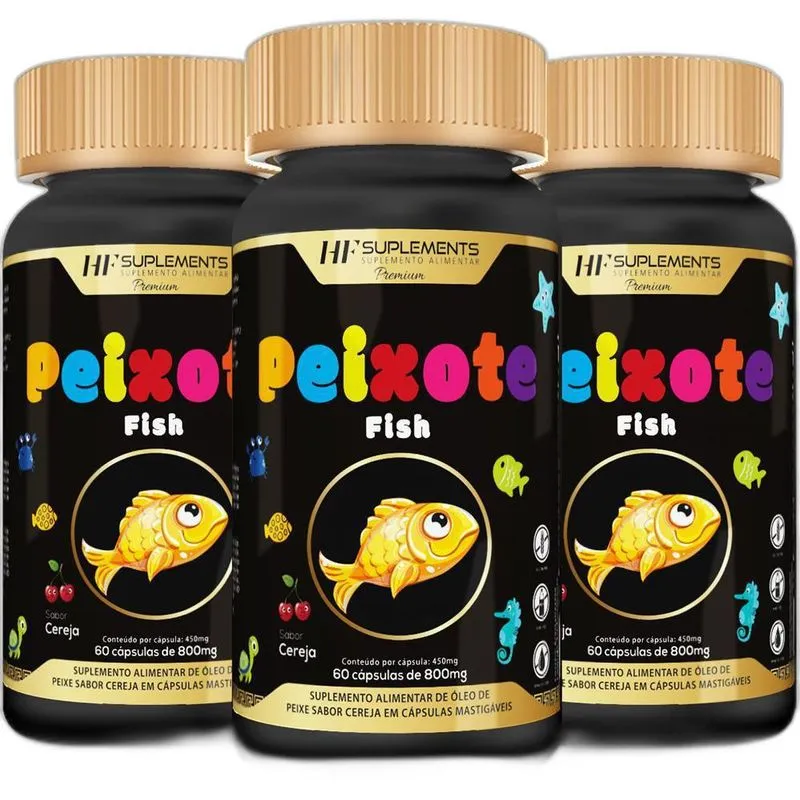 Óleo De Peixe Ômega 3 Infantil Mastigável 60caps Cereja 3un