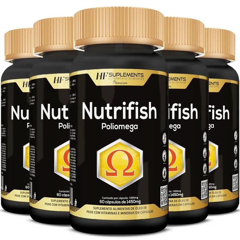 5x Oleo De Peixe Com Vitaminas E Minerais Em Cápsulas