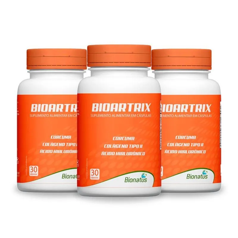 3x Bioartrix Colágeno Tipo Ii 40mg + Hialurônico Bionatus