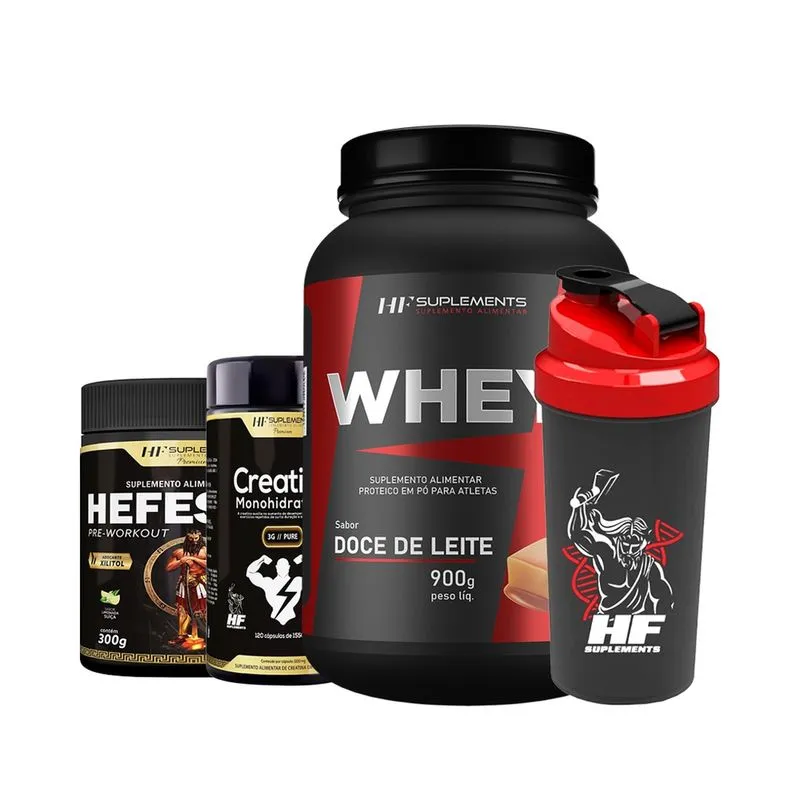 Whey protein doce de leite + pré treino limonada creatina + coq