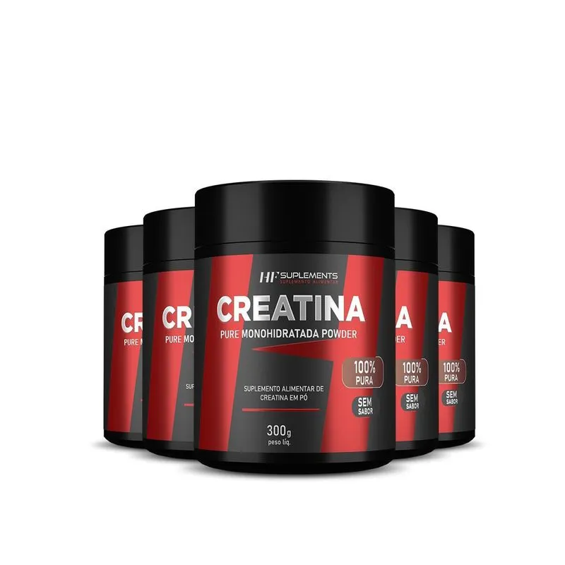 Kit 5x Creatina Em Pó 3g Pura Hf Suplements 300g