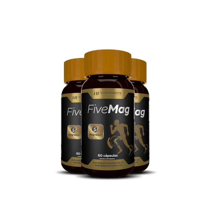 Kit 3x Fivemag 5 Tipos De Magnesio 60 Caps Hf Suplements