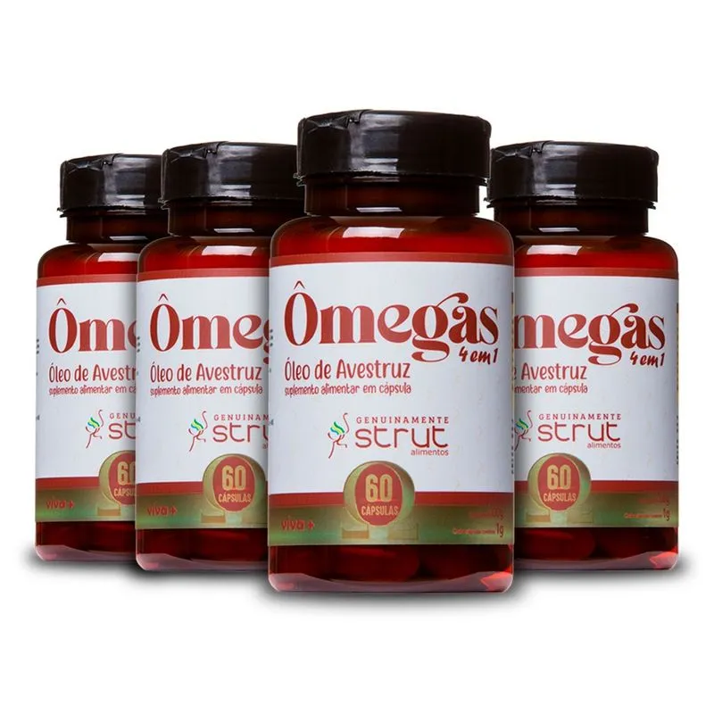4X oleo de avestruz strut original omega 3 6 7 9 hf suplements