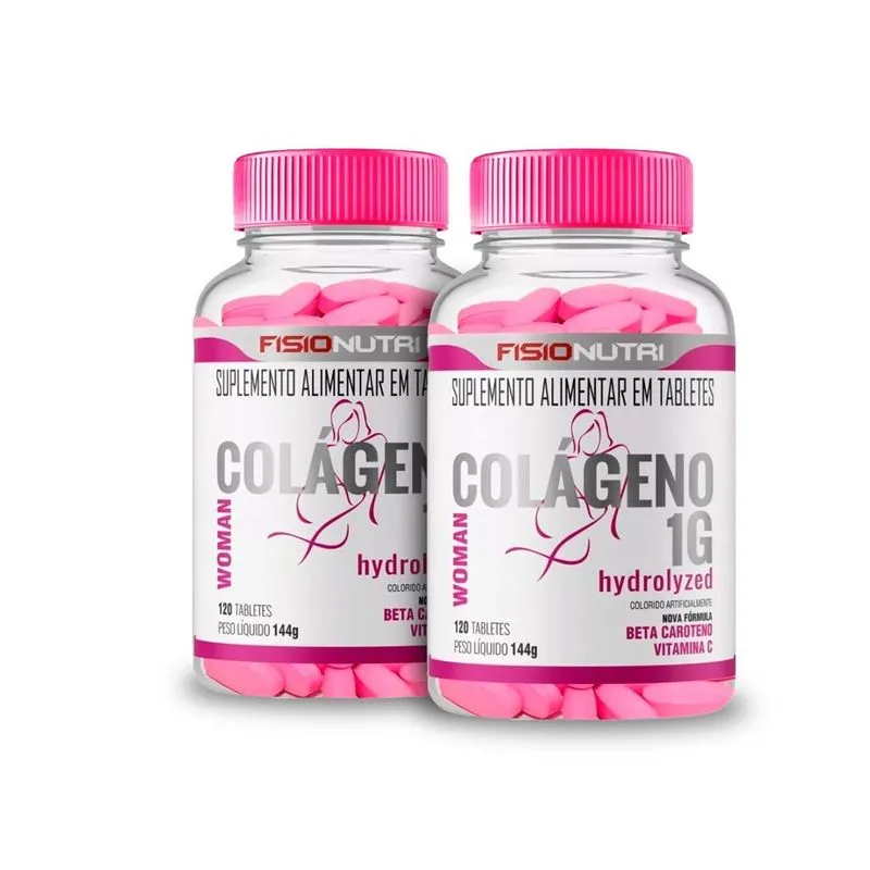 Kit 2 Colageno Woman 1g Hydrolyzed Vit C 120tab Fisionutri