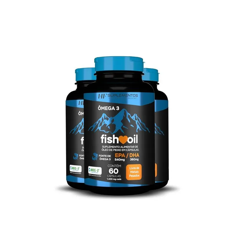 Kit 3x Omega 3 Fish Oil Meg 3 60 Cps Hf Suplementos