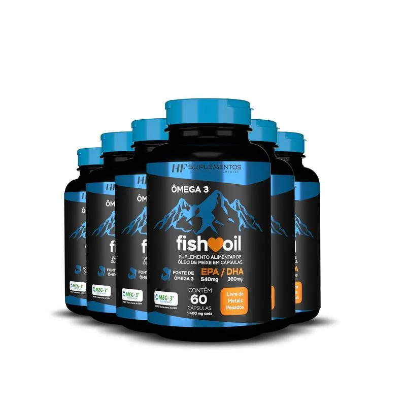 Kit 6x Omega 3 Fish Oil Meg 3 60 Cps Hf Suplementos