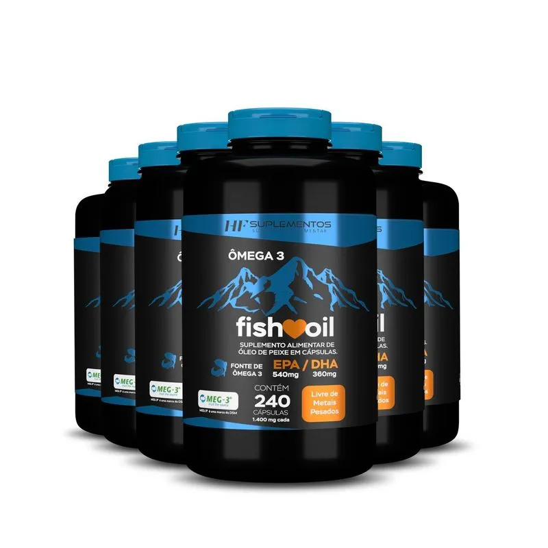 Kit 10x Omega 3 Fish Oil Meg 3 240 Cps Hf Suplementos