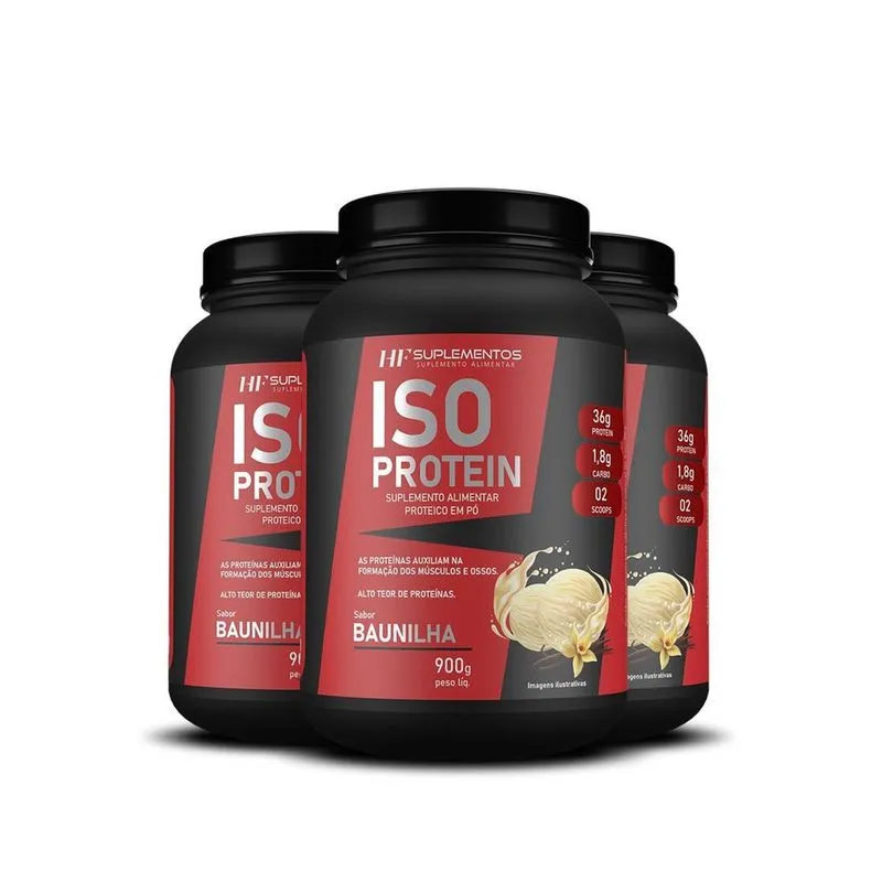 3X Whey Isolado Protein Baunilha 900G Hf Suplementos