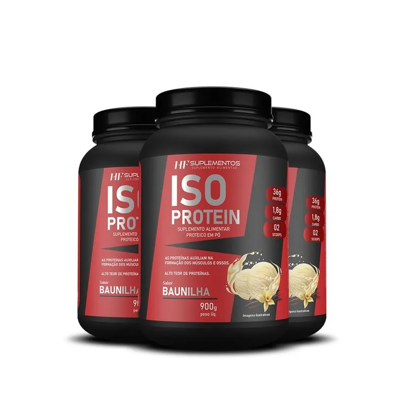 3X whey isolado protein baunilha 900G hf suplementos