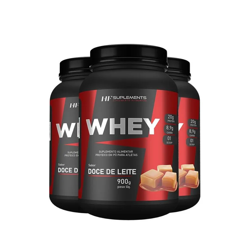 3X whey protein de doce de leite 900G hf suplements proteina + scoop