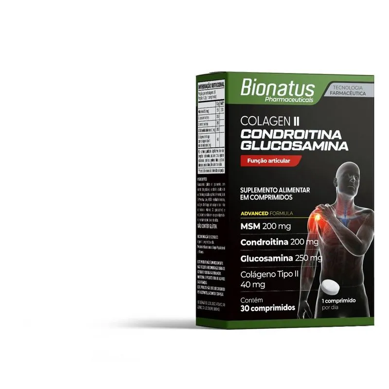 Colágeno tipo ii condroitina + msm + glucosamina 30COMP bionatus