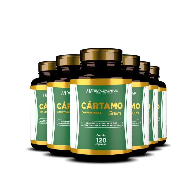 6X óleo de cártamo com vitamina E 120 caps hf suplementos