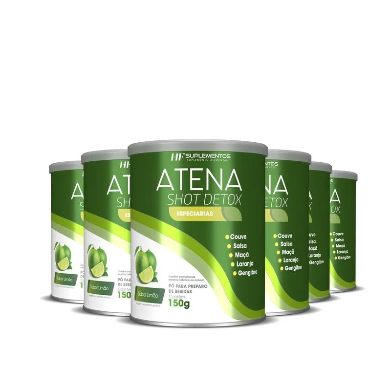 6x Atena Shot Detox Sabor Limão Hf Suplementos