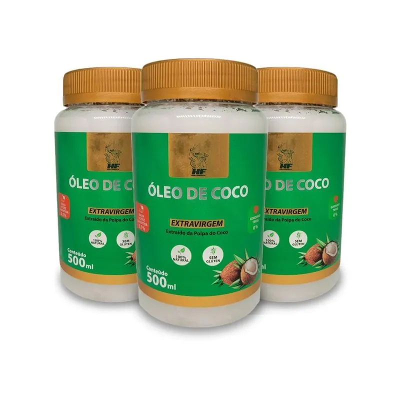 3x Oleo De Coco Organico Extravirgem Hf Suplementos