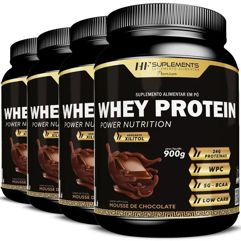4x Whey Protein Power Nutrition Chocolate Hf Suplementos
