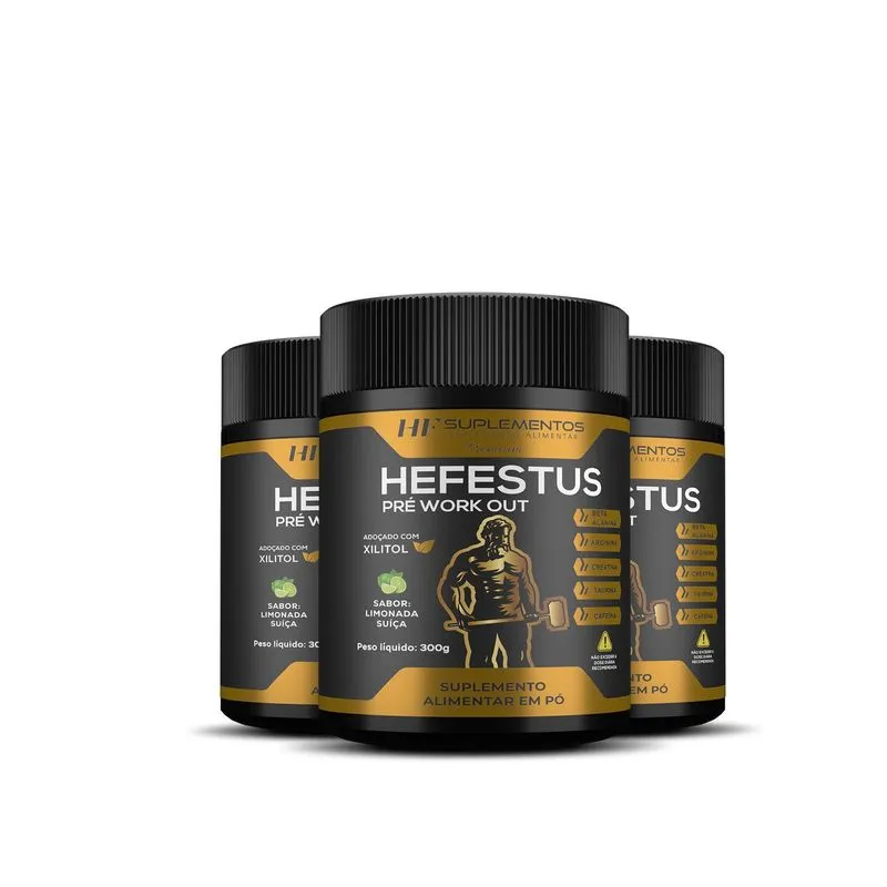 3x Hefestus Pre-workout Sabor Limonada Suica Hf Suplementos