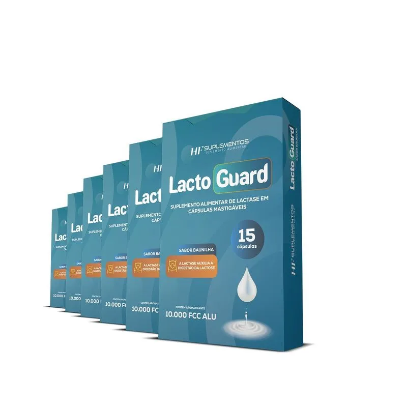 6x Lacto Guard 15 Caps Mastigável Sabor Baunilha Hf