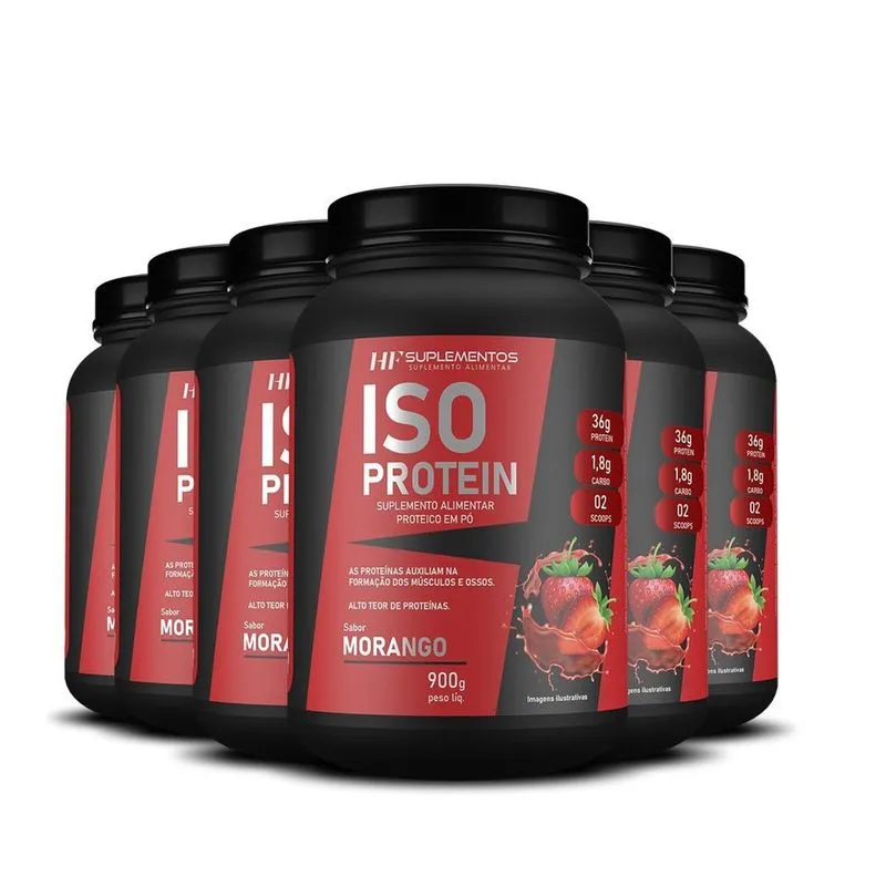 6X Whey Isolado Protein Morango 900G Hf Suplementos