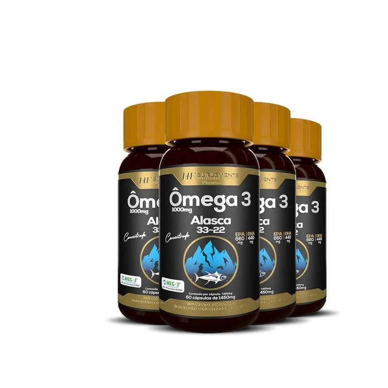 4x Omega 3 Alasca 33/22 Concentrado 60caps Hf Suplementos