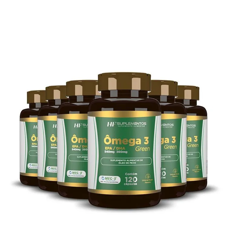 6x Omega 3 120 Caps Epa540mg + Dha360mg Hf Suplementos
