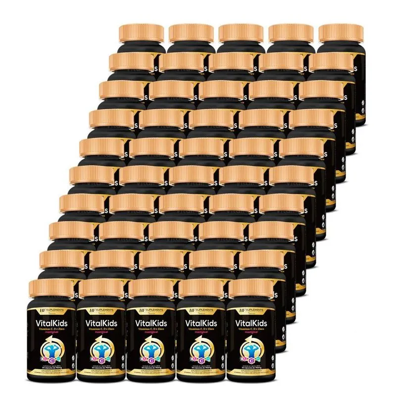 Kit 50x Vitalkids Vitamina C D Zinco Infantil 30caps