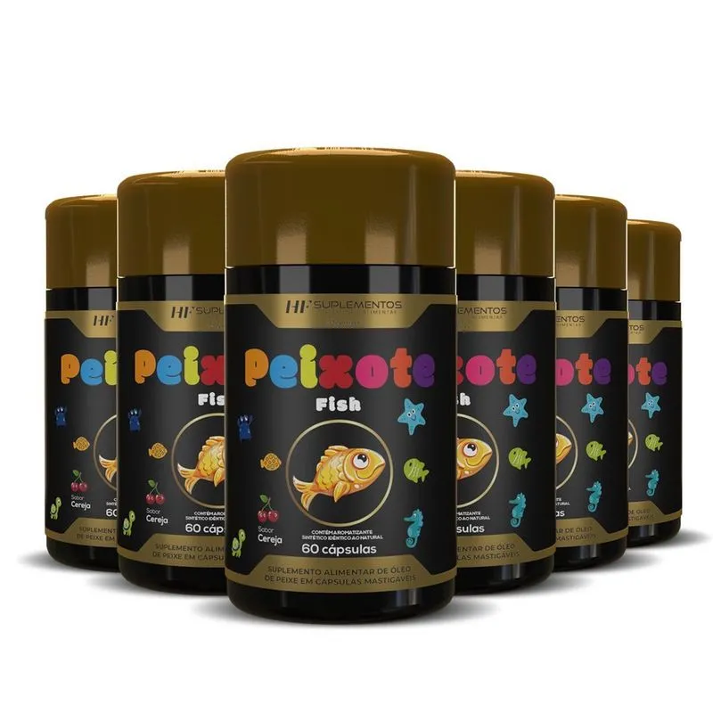6X Peixote Omega 3 Infantil Mastigavel 60Caps Hf Suplementos