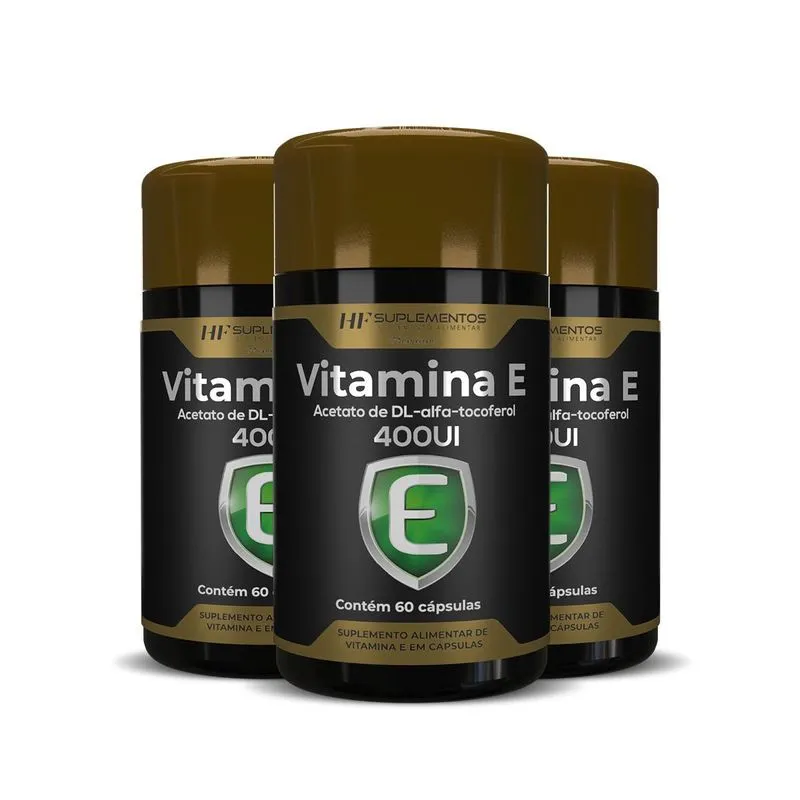 3x Vitamina E 400ui Alfa Tocoferol 60 Caps Hf Suplementos