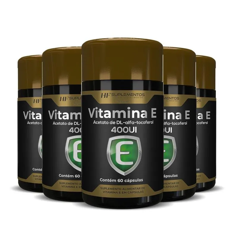 5x Vitamina E 400ui Alfa Tocoferol 60 Caps Hf Suplementos