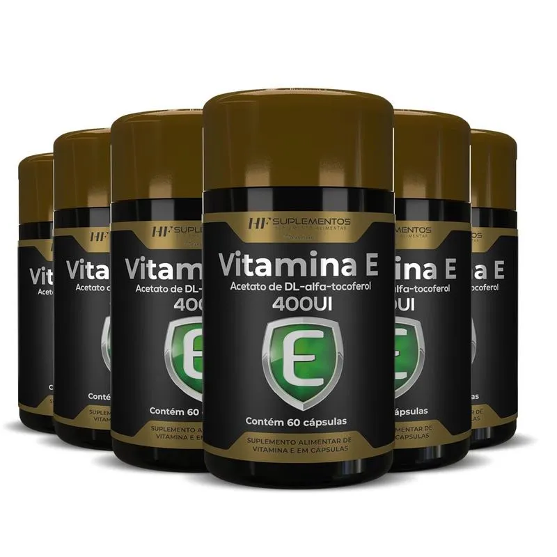 6x Vitamina E 400ui Alfa Tocoferol 60 Caps Hf Suplementos