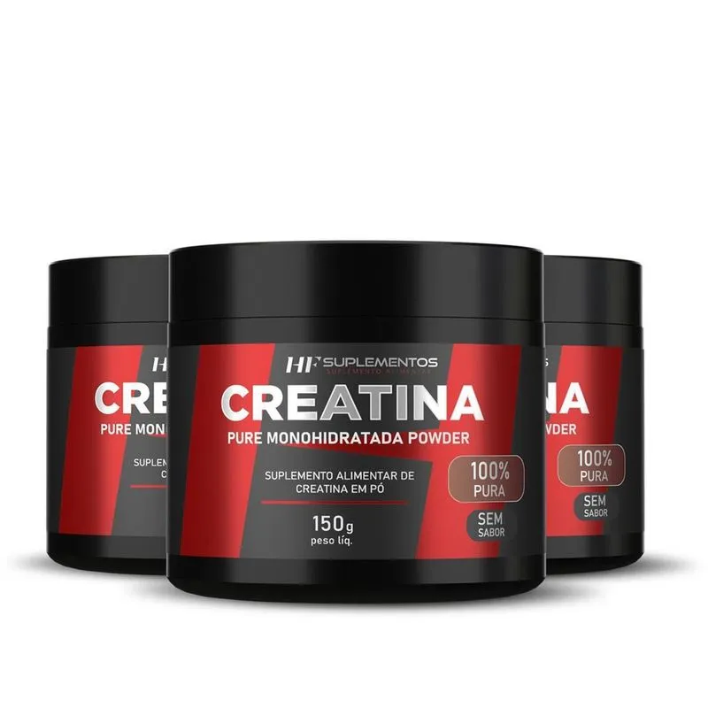 3X Creatina Em Pó 3G Pura Hf Suplementos 150G
