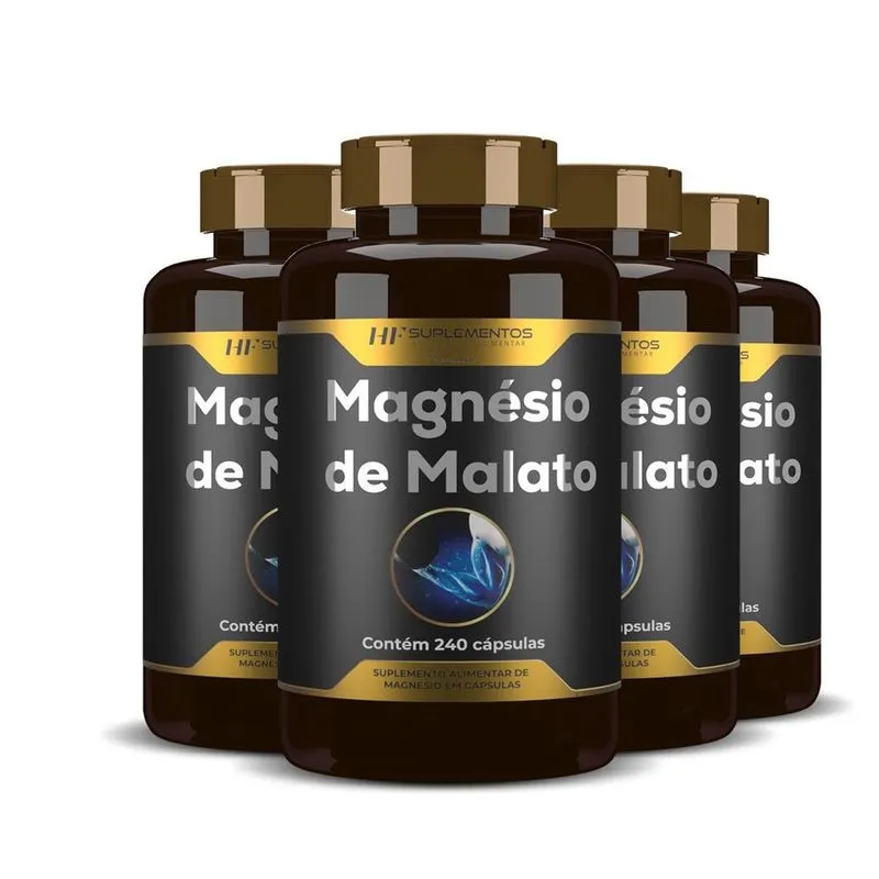 4X Magnésio De Malato Premium 240Caps Hf Suplementos