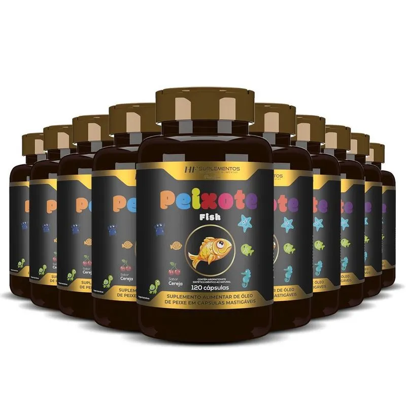 10X Peixote Omega 3 Kids Mastigavel 120Caps Hf Suplementos