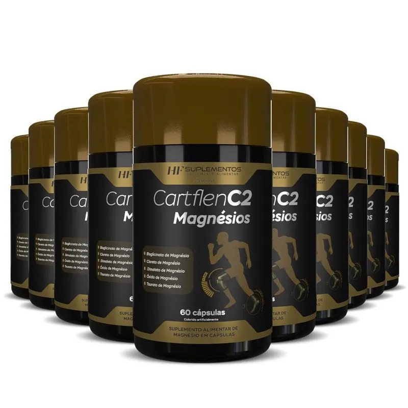 10X Cartflen C2 5 Tipos De Magnésios 60Caps Hf Suplementos