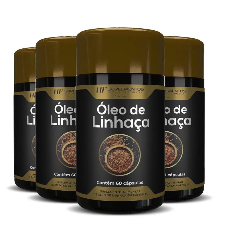 4x Oleo De Linhaça 60caps Premium Hf Suplementos