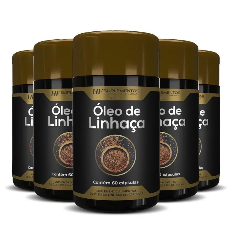 5x Oleo De Linhaça 60caps Premium Hf Suplementos