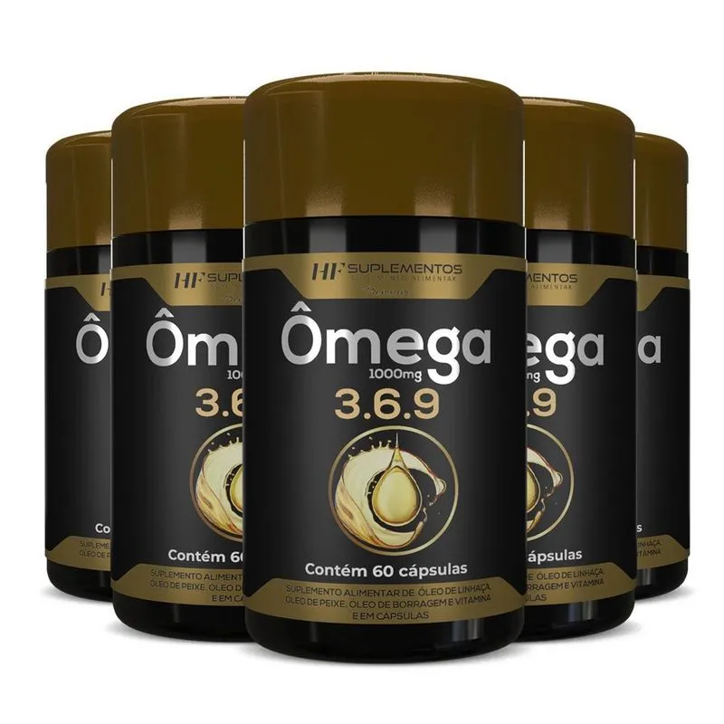 5X Omega 3 6 9 60Caps Peixe Linhaça Borragem Hf Suplementos