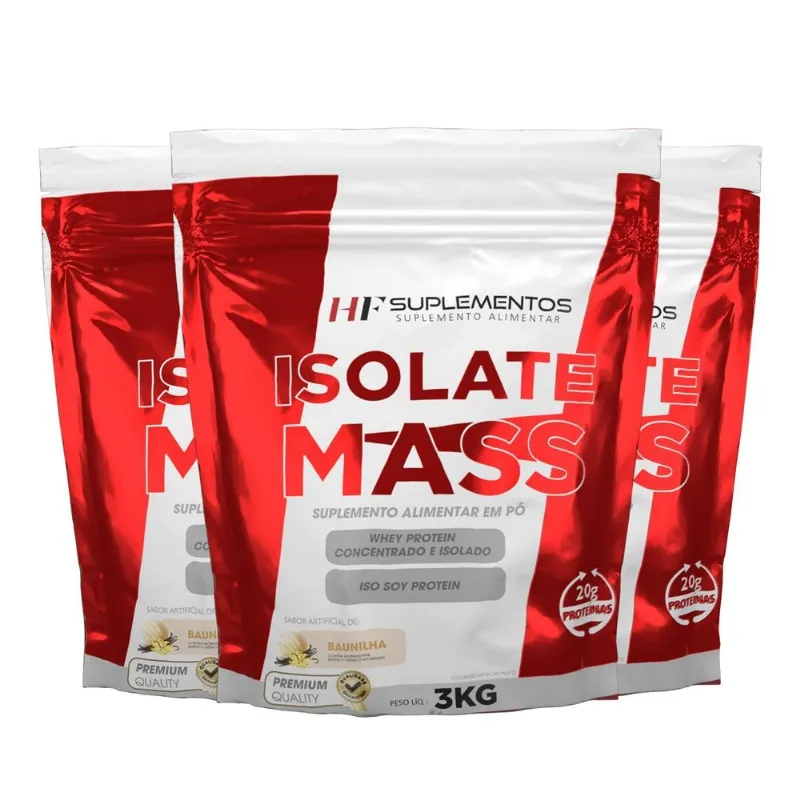 3x Hipercalorico Isolate Mass 3kg Baunilha Hf Suplementos