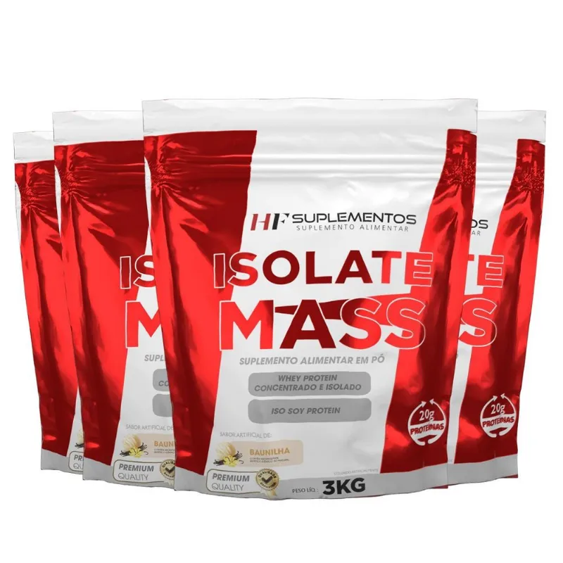 4x Hipercalorico Isolate Mass 3kg Baunilha Hf Suplementos