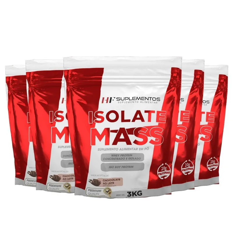 5x Hipercalorico Isolate Mass 3kg Chocolate Hf Suplementos